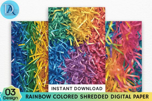Download Rainbow Colored Shredded Digital Paper - Premium Bundle